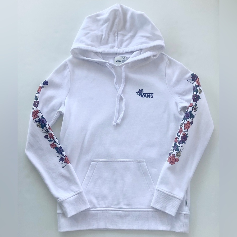 Vans White Floral Sleeve Hoodie